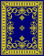 Regal Blue Yellow Floral Medallion Rug