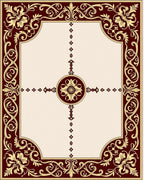 Rich Burgundy Golden Floral Medallion Rug