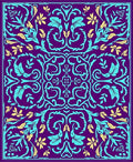 Royal Purple Teal Botanical Flourish Rug