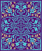 Royal Purple Teal Botanical Flourish Rug