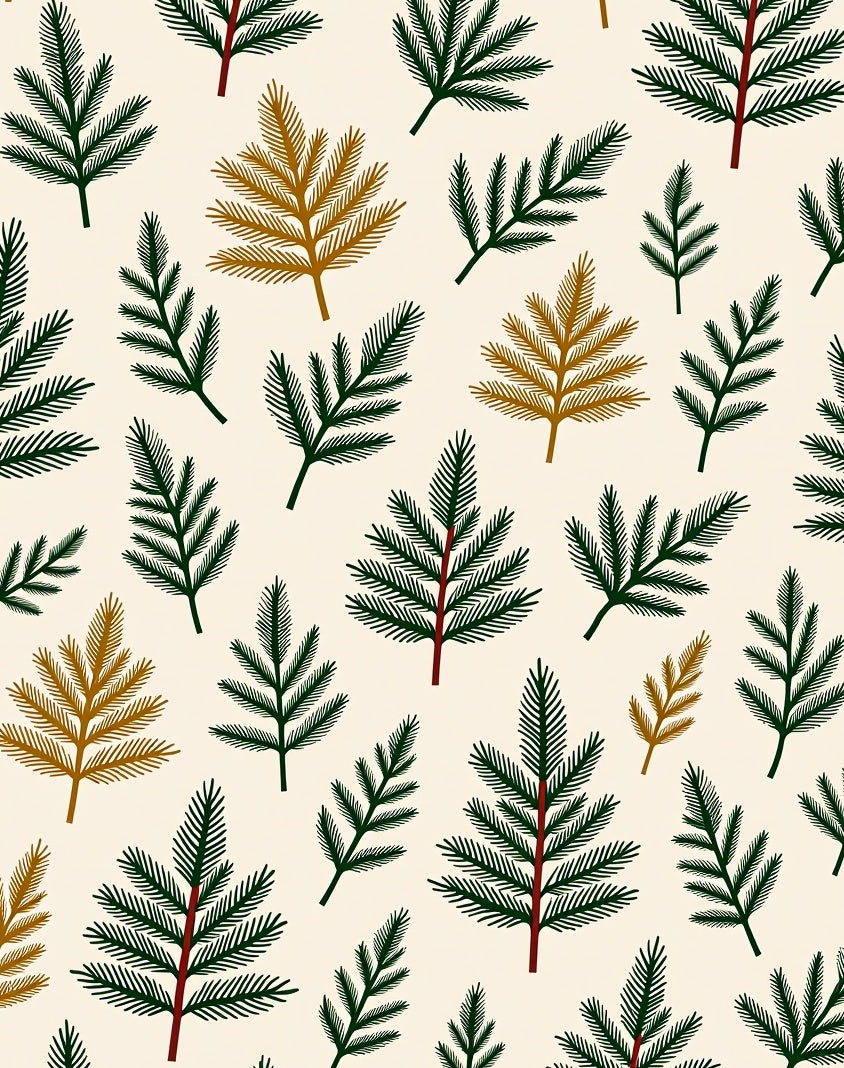Forest Green Gold Pine Sprigs Rug