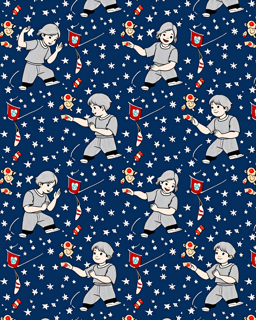 Joyful Children Flying Kites Starry Night Rug