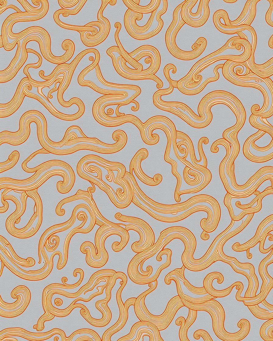Orange Swirl Abstract Gray Rug