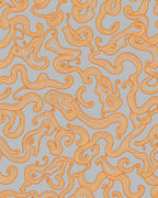 Orange Swirl Abstract Gray Rug