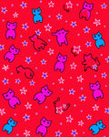 Cute Blue Pink Red Cats Stars Rug