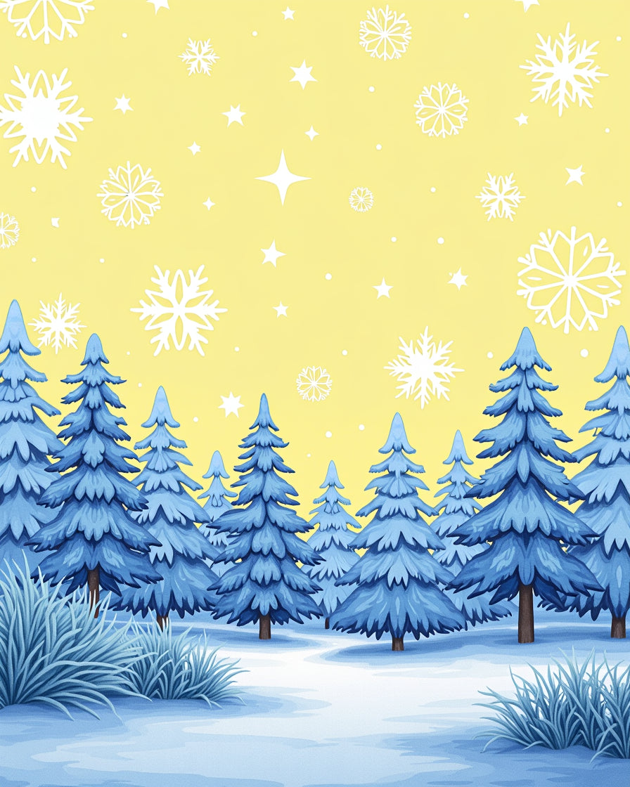 Winter Wonderland Blue Spruce Snowflakes Rug