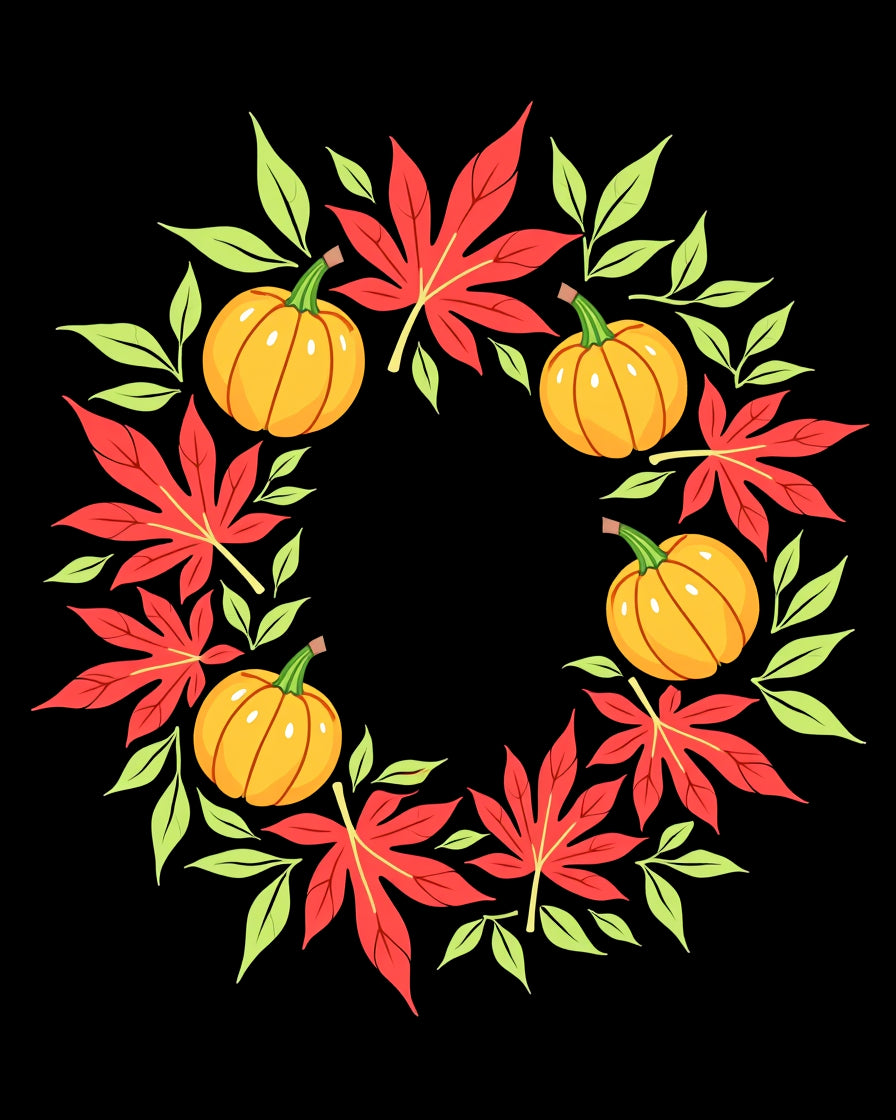 Autumn Pumpkin Maple Wreath Rug