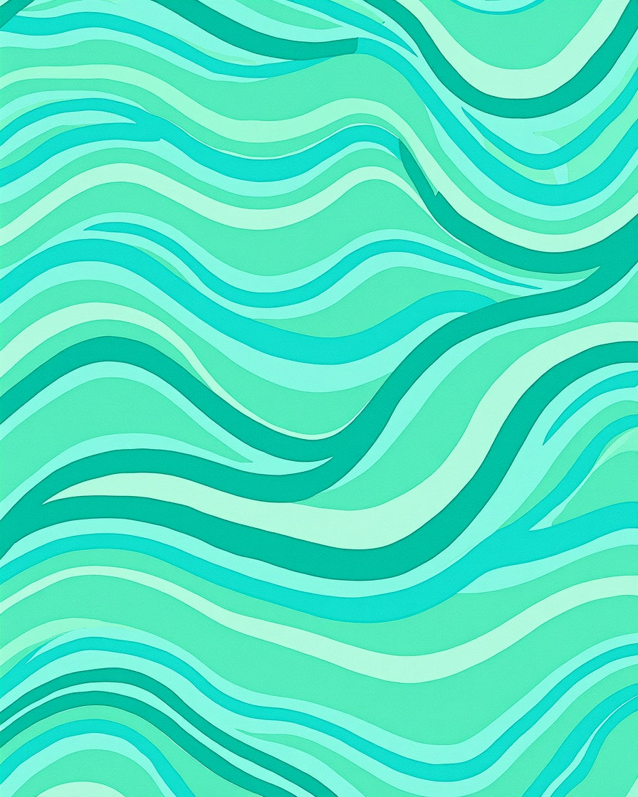 Cool Aqua Wave Abstract Rug