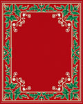 Crimson Green Leaf Vine Scroll Rug
