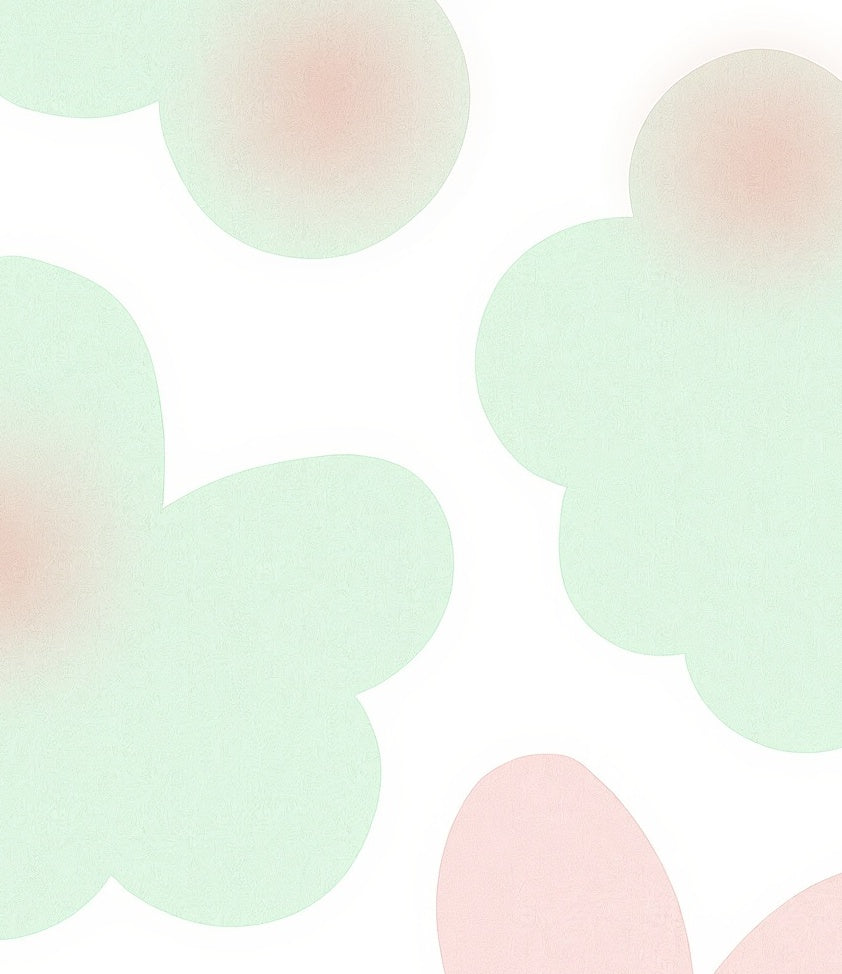 Soft Pink Mint Cloud Shapes Rug