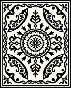 Classic Black Cream Floral Mandala Rug