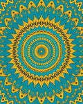 Teal Yellow Sunburst Mandala Rug