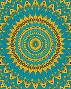Teal Yellow Sunburst Mandala Rug