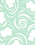 Mint Green Swirl Clover Star Rug