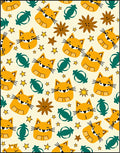 Whimsical Orange Cat Starburst Scattered Rug