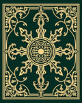 Emerald Gold Floral Medallion Border Rug