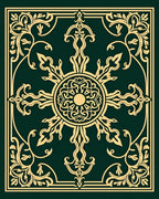 Emerald Gold Floral Medallion Border Rug