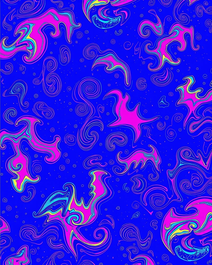 Vibrant Pink Swirl Abstract Waves Rug