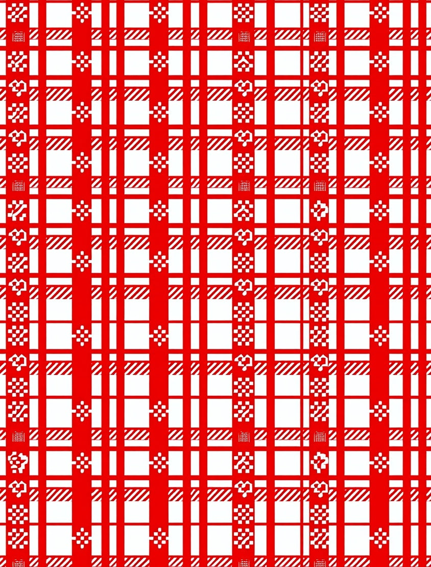 Classic Red White Gingham Plaid Rug
