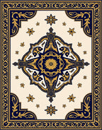 Deep Blue Golden Starburst Radiance Rug