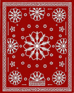 White Snowflake Red Bandana Rug
