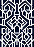 Dark Blue White Geometric Maze Rug