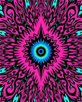 Vibrant Pink Cyan Starburst Mandala Rug