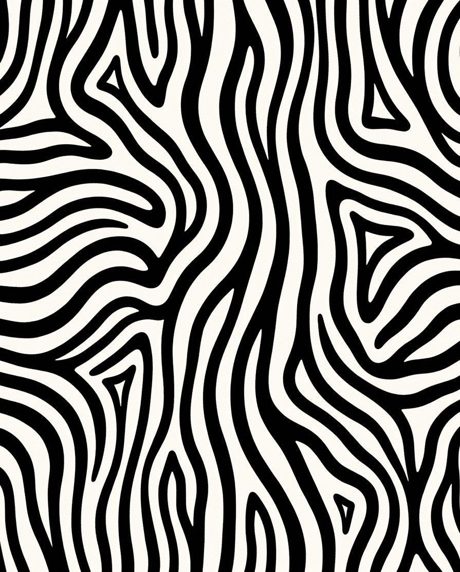 Black White Wavy Zebra Stripes Rug