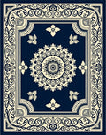 Classic Navy Floral Medallion Border Rug