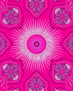 Vibrant Pink Floral Sunburst Medallion Rug