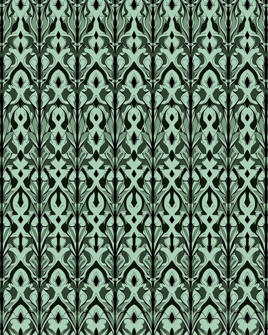 Emerald Art Deco Vertical Repeating Pattern Rug