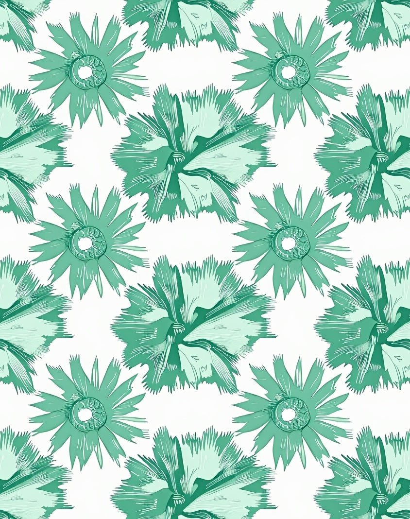 Teal Floral Burst All-Over Rug