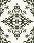 Dark Green Floral Medallion Damask Rug