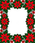 Vibrant Red Poinsettia Floral Border Rug
