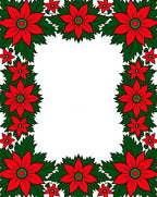 Vibrant Red Poinsettia Floral Border Rug