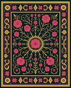 Vintage Pink Floral Sunburst Rug