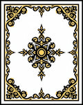 Black Gold Filigree Corner Scroll Rug