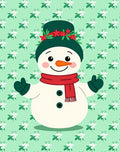 Festive Snowman Red Green Floral Background Rug