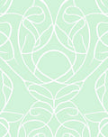 Pale Green White Curved Vine Rug
