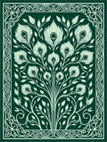 Emerald Peacock Feather Floral Arrangement Rug