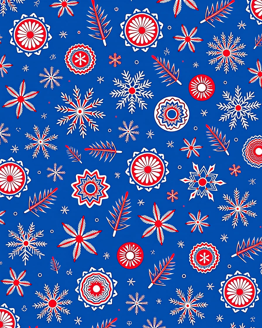 Bright Red White Snowflake Medallion Rug