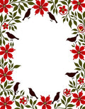 Crimson Floral Birds Border Rug