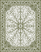 Ornate Green Floral Mandala Rug