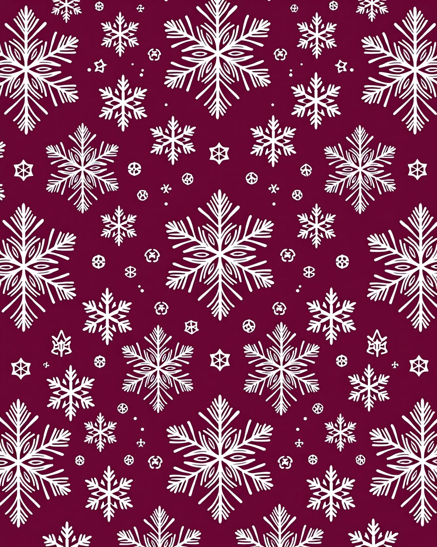 Winter White Snowflake Burgundy Field Rug