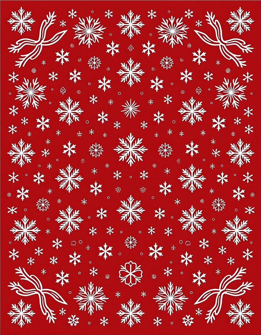 Crimson Snowflake Garland Scatter Rug