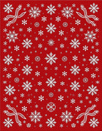 Crimson Snowflake Garland Scatter Rug
