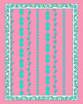 Pink Teal Leaf Vine Border Rug