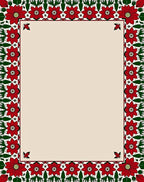 Vibrant Red Floral Garland Border Rug