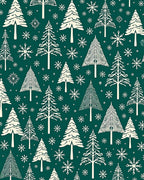 Woodland Evergreen Trees Snowflakes Rug