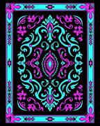 Electric Pink Teal Floral Medallion Rug